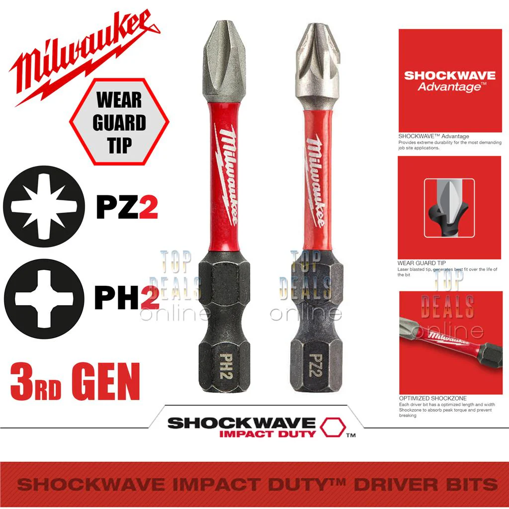 Milwaukee PZ2 PH2 50mm or 25mm option Shockwave Impact Screwdriver Bits 3rd GEN - Image 7