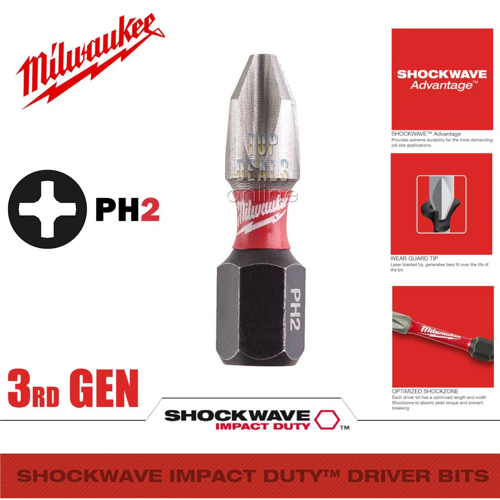 Milwaukee PZ2 PH2 50mm or 25mm option Shockwave Impact Screwdriver Bits 3rd GEN - Image 9